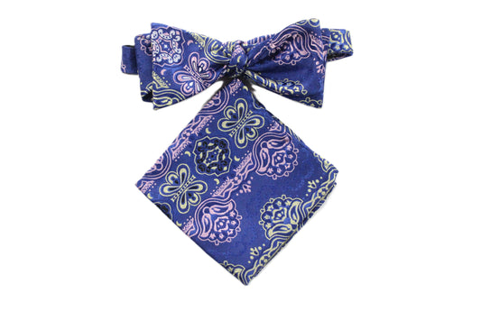 African Iris 8 | Royal & Pink Floral | Bowtie & Pocket Square