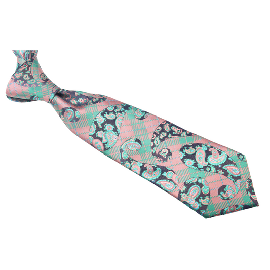 Ali 10 | Green & Coral Paisley | Necktie