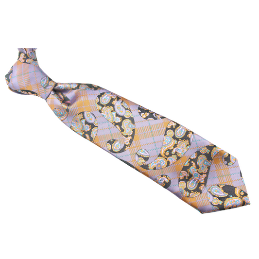 Ali 5 | Orange & Purple Paisley | Necktie