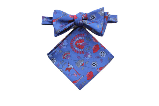 Amazon 10 | Blue & Red Floral | Bowtie & Pocket Square