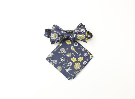Amazon 2 | Navy & Yellow Floral | Bowtie & Pocket Square