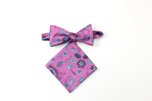Amazon 6 | Magenta & Aqua Floral | Bowtie & Pocket Square