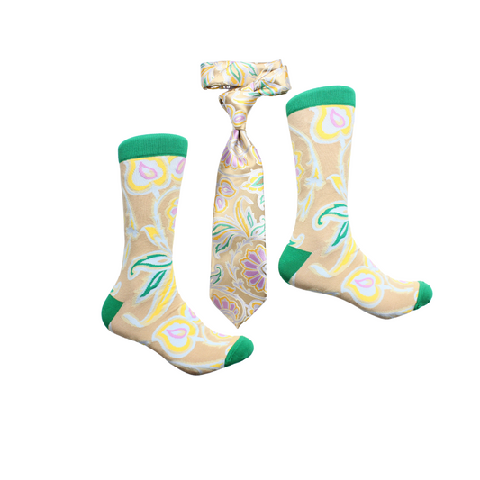 The Babe 7 | Taupe Floral | Tie & Sock Combo