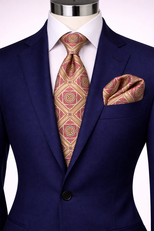 CARLO 2 | YELLOW & RED | TIE & POCKET SQAURE