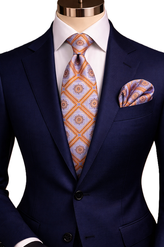 CARLO 5 | ORANGE & LAVENDER | TIE & POCKET SQAURE