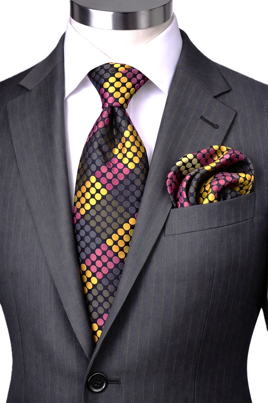 ENZO 1 | MULTI COLOR GREY | TIE & POCKET SQAURE
