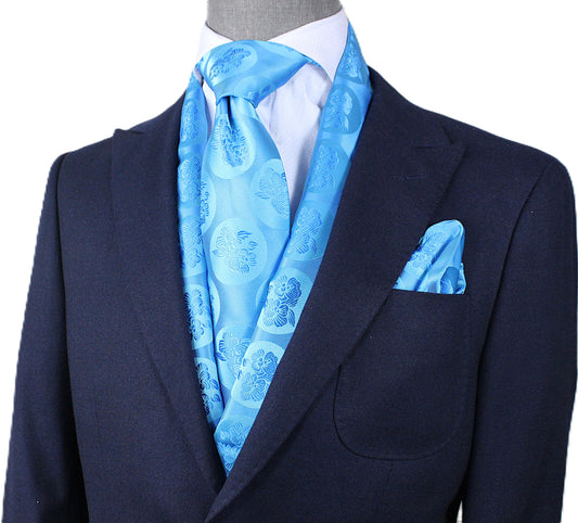 Floral Solid B8 | Aqua Floral | Scarf & Tie Set