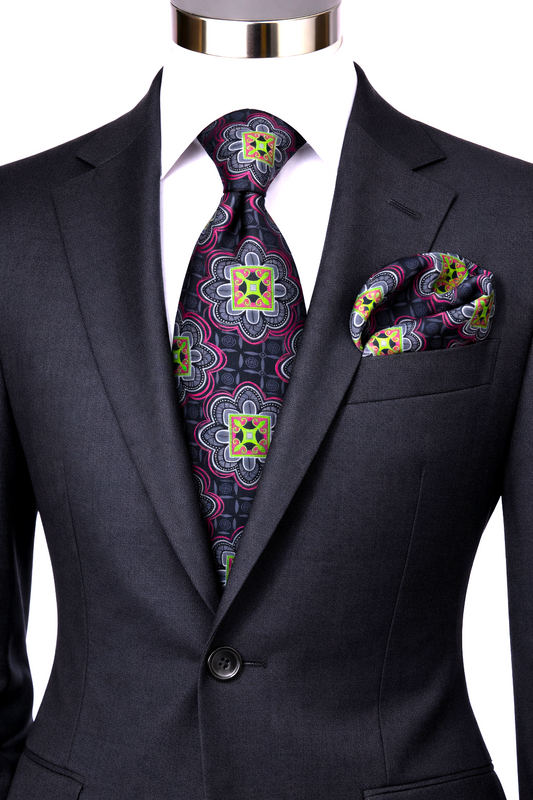 FREDO 3 | CHARCOAL GREY | TIE & POCKET SQAURE