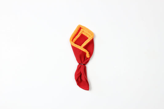 RED WITH ORANGE FLAKE BORDER- LINEN POCKET SQUARE