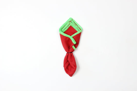 Top Stitch Linen Hanky | Red & Lime | Pocket Square
