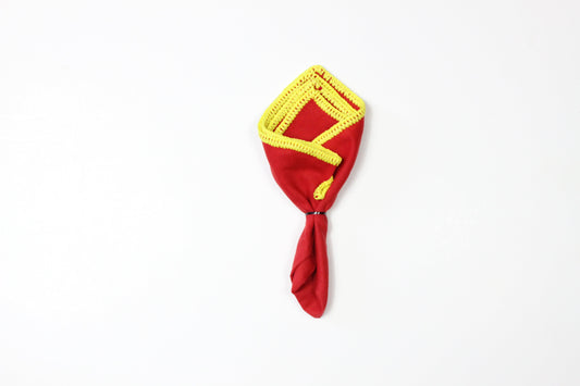 RED WITH YELLOW FLAKE BORDER- LINEN POCKET SQUARE