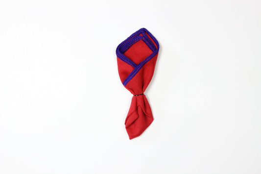 RED WITH PURPLE FLAKE BORDER- LINEN POCKET SQUARE