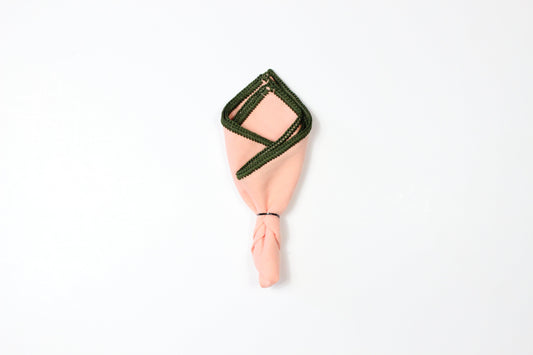PEACH WITH FOREST GREEN FLAKE BORDER- LINEN POCKET SQUARE
