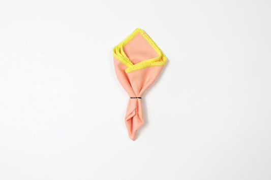 PEACH WITH YELLOW FLAKE BORDER- LINEN POCKET SQUARE