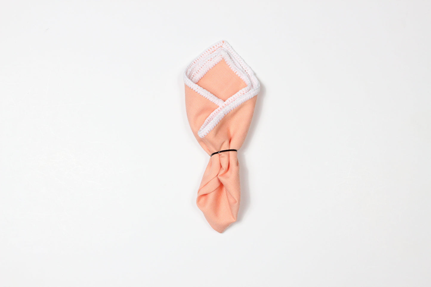 PEACH WITH WHITE FLAKE BORDER- LINEN POCKET SQUARE