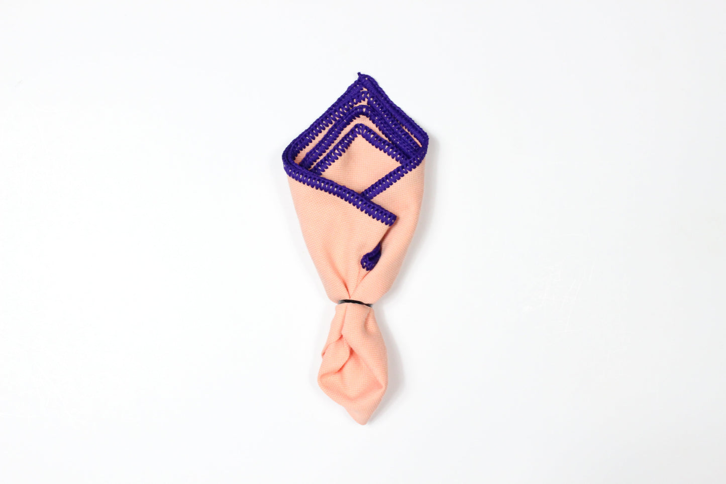 PEACH WITH PURPLE FLAKE BORDER- LINEN POCKET SQUARE