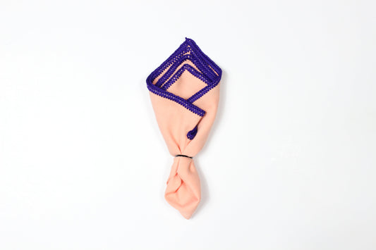 PEACH WITH PURPLE FLAKE BORDER- LINEN POCKET SQUARE