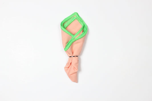 PEACH WITH LIME FLAKE BORDER- LINEN POCKET SQUARE