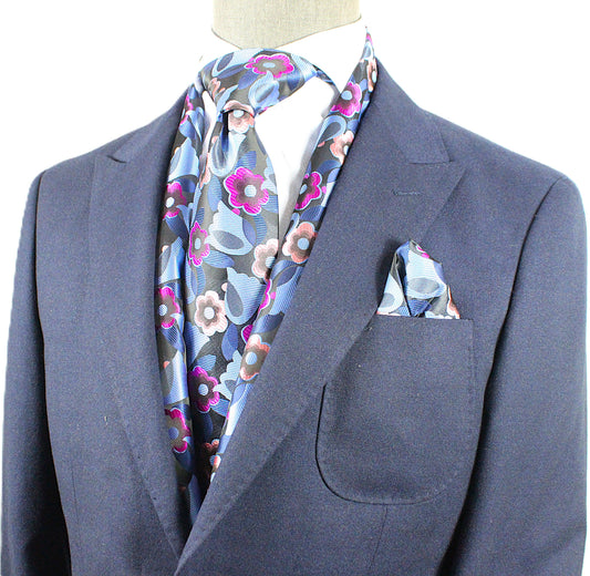 Victorin Falls 6 | Navy & Fushia Floral | Scarf & Tie Set