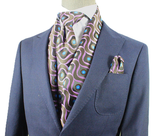 Niagara Falls 2 | Brown & Purple Geometric | Scarf & Tie Set