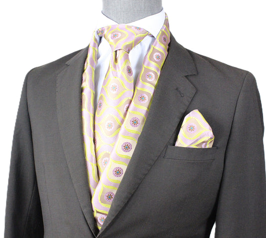 Niagara Falls 9 | Taupe & Yellow Geometric | Scarf & Tie Set