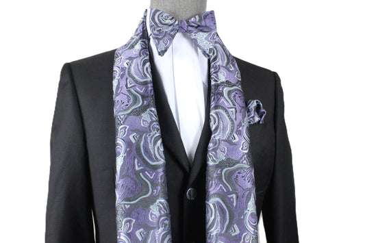 Mayan Ruins 7 | Grey & Lavender Floral | Scarf & Bowtie Set