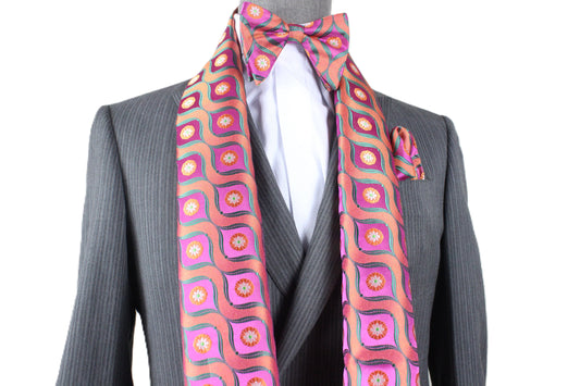 Niagara Falls 4 | Burnt Orange/ Fuchsia/Green Floral | Scarf & Bowtie Set