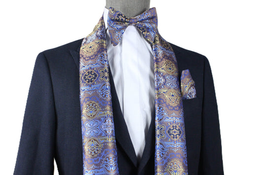 African Iris 6 | Brown & Blue Floral | Single Scarf