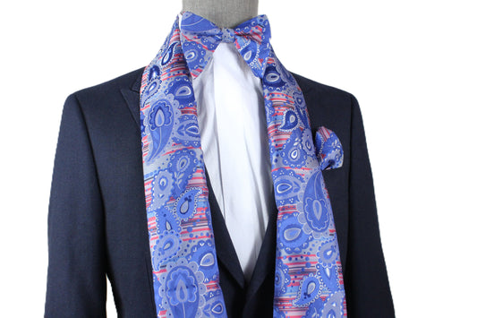 Portofino 7 | Royal Blue & Red Paisley | Scarf & Bowtie Set