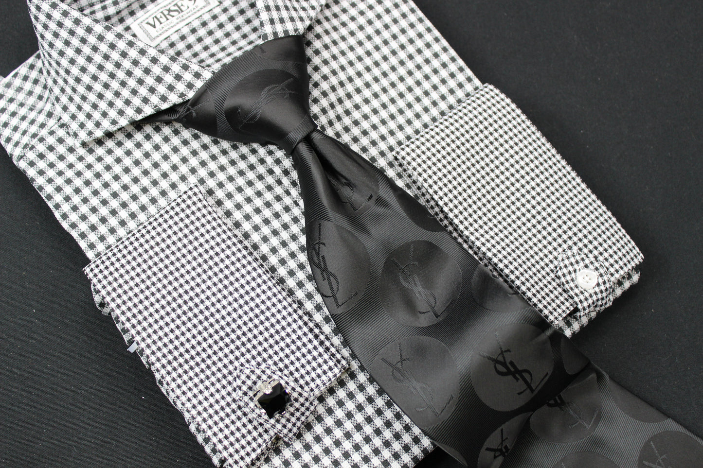 YSL Solid 2 | Black | Tie & Pocket Square