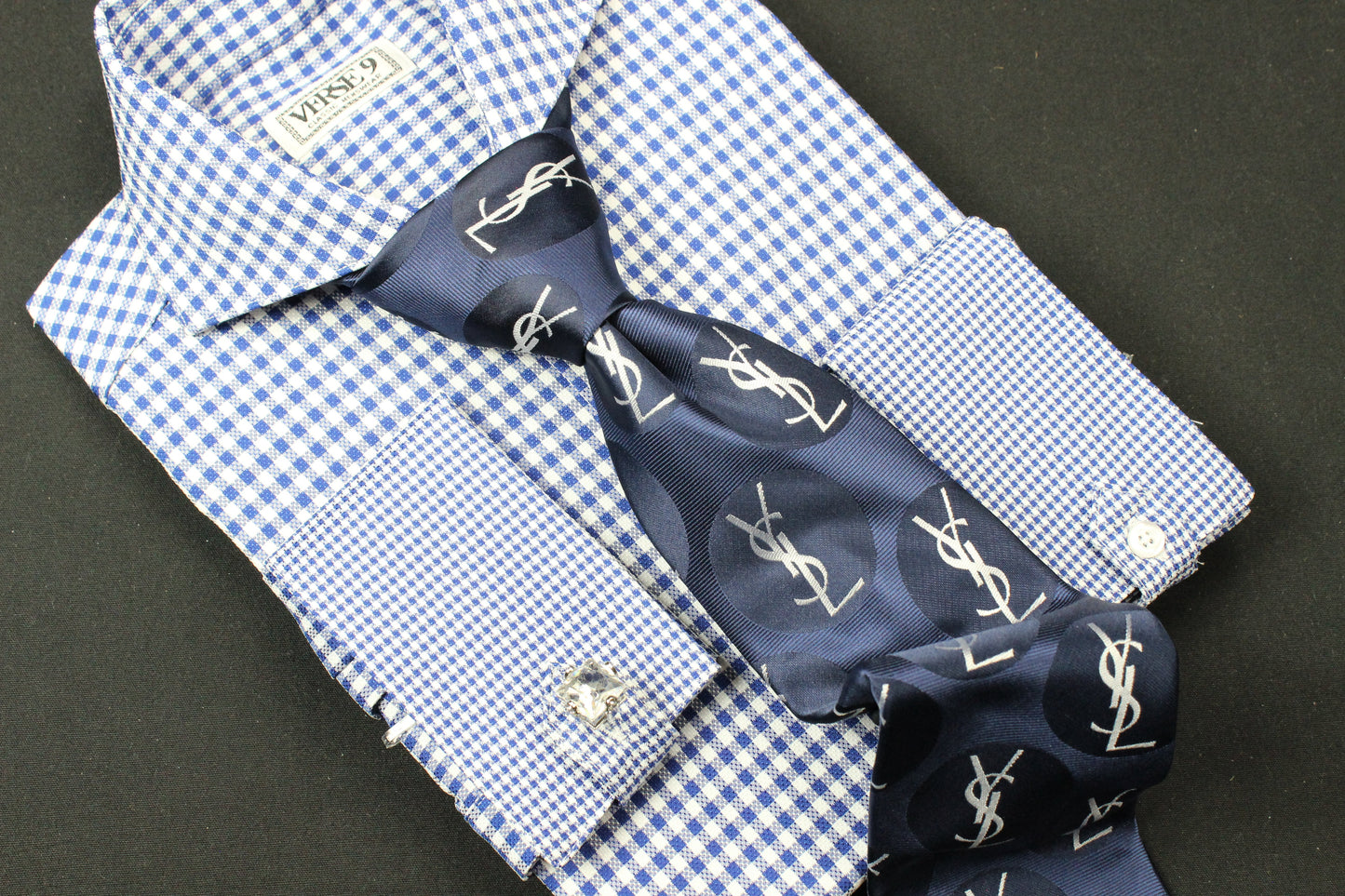 YSL 2 | Navy & White | Tie & Pocket Square