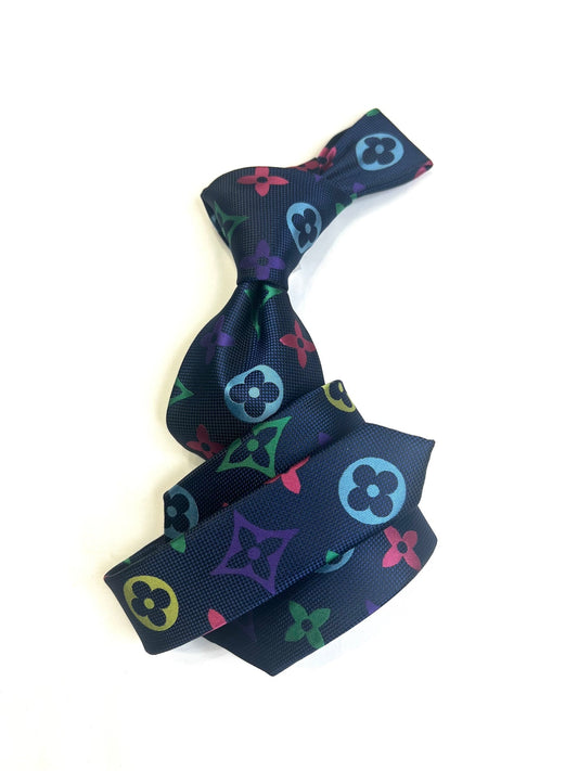 LV 8 | Multi Color Navy | Tie & Pocket Square