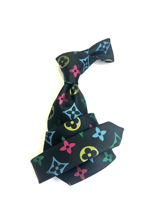 LV 2 | Multi Color Black | Tie & Pocket Square