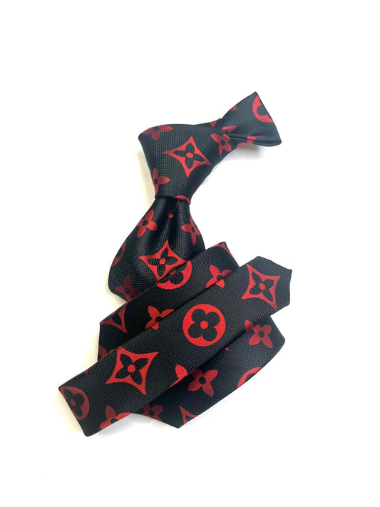 LV 7| Black & Red | Tie & Pocket Square