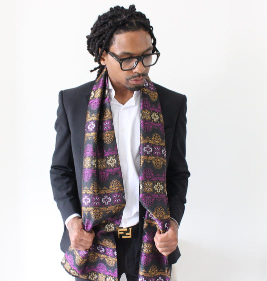 African Iris 10 | Multi Black Floral | Single Scarf