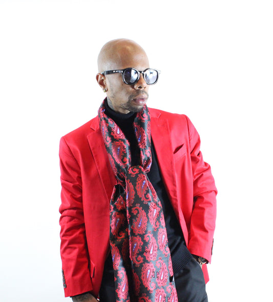 Aurora Paisley 1 | Black & Red Paisley | Single Scarf