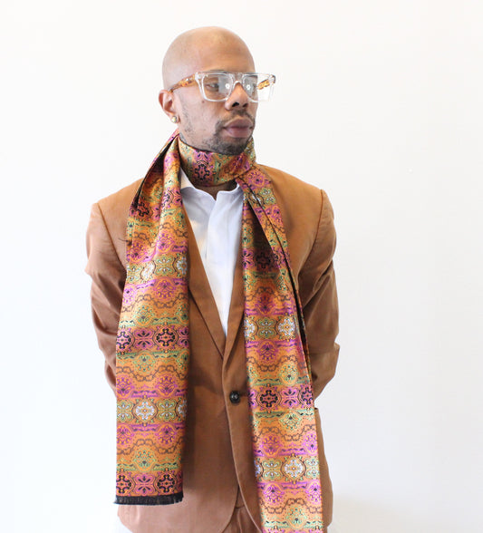 African Iris 1 | Rust Floral | Single Scarf