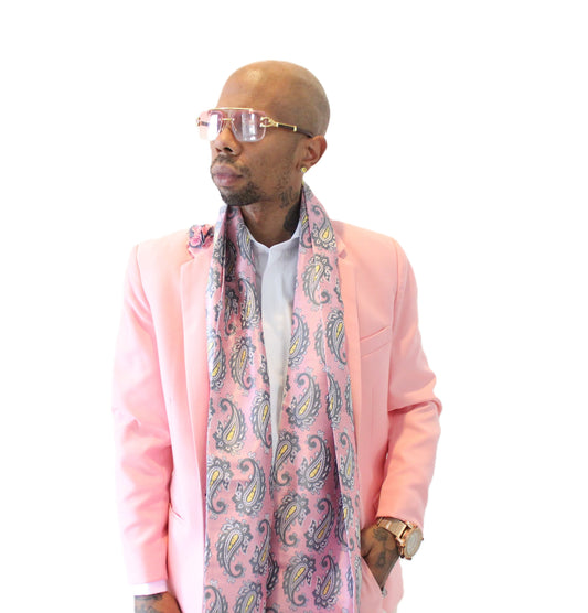 Aurora Paisley 5 | Pink & Grey Paisley | Single Scarf