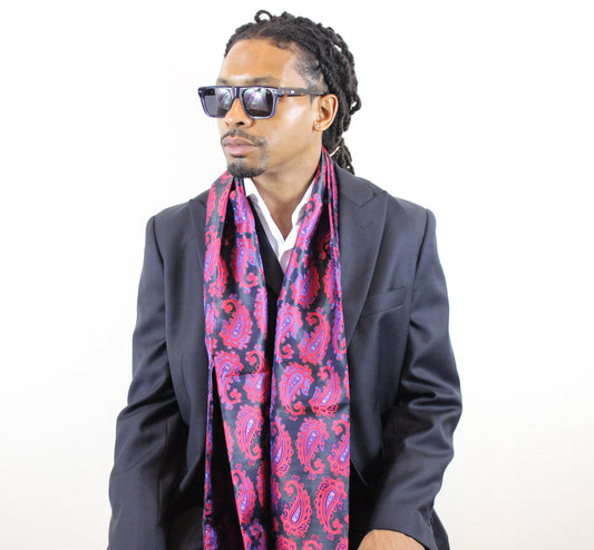 Aurora Paisley 6 | Navy & Red Paisley | Single Scarf