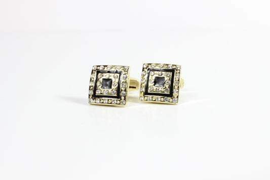Donnersmarck 1 | Gold & Black w/ Silver Stones | Cufflinks