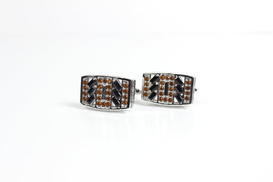 Golden Jubilee 2 | Silver w/ Black & Bronze Stones | Cufflinks