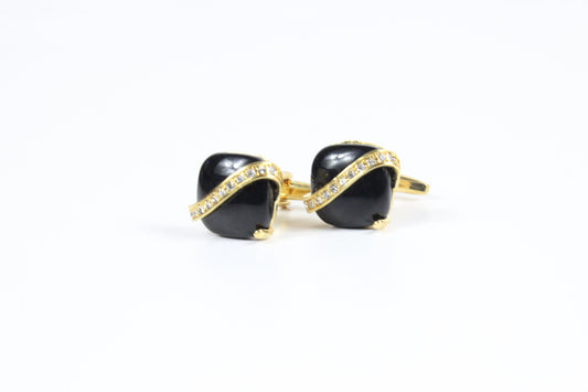 The Hope 1 | Gold w/ Black Stones | Cufflinks