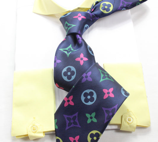 LV 8 | Multi Color Navy | Tie & Pocket Square