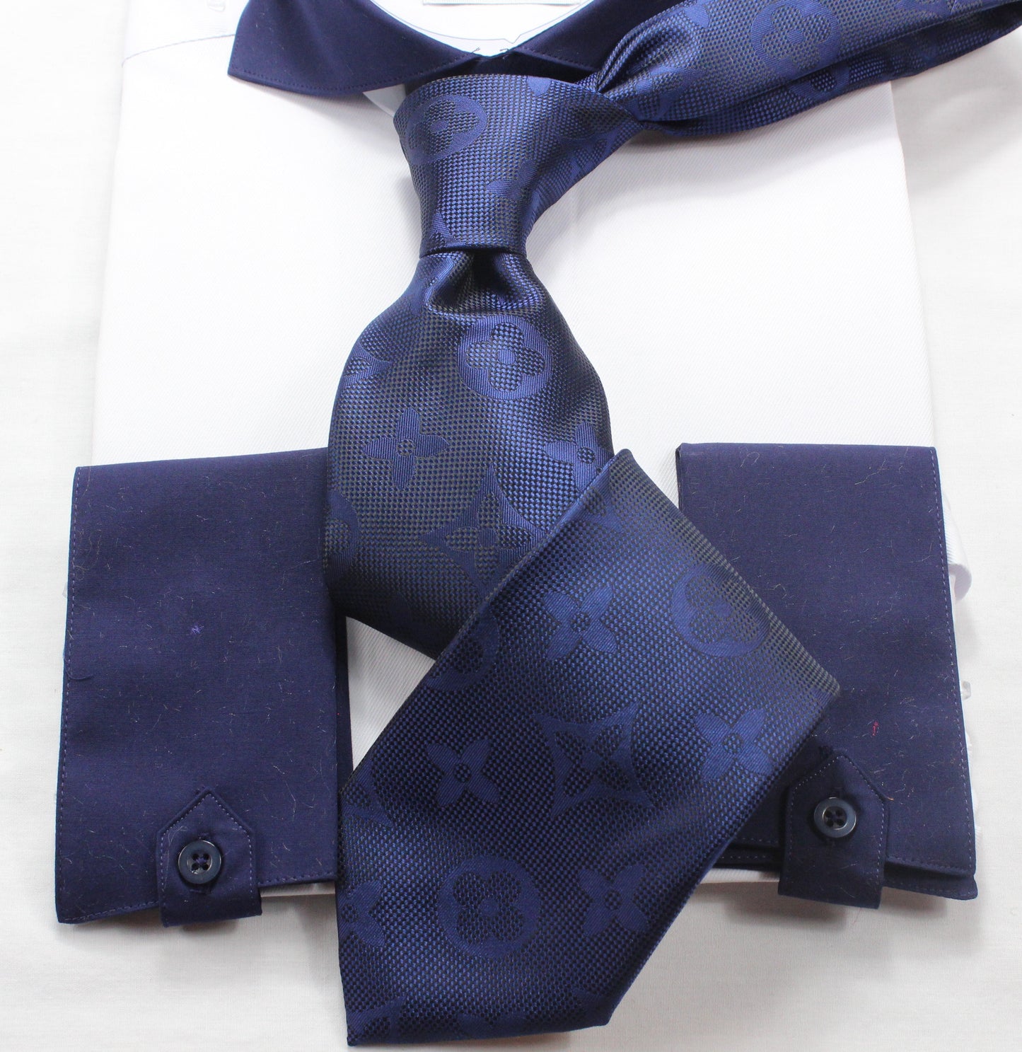 LV Solid 3- Navy- Tie & Hanky