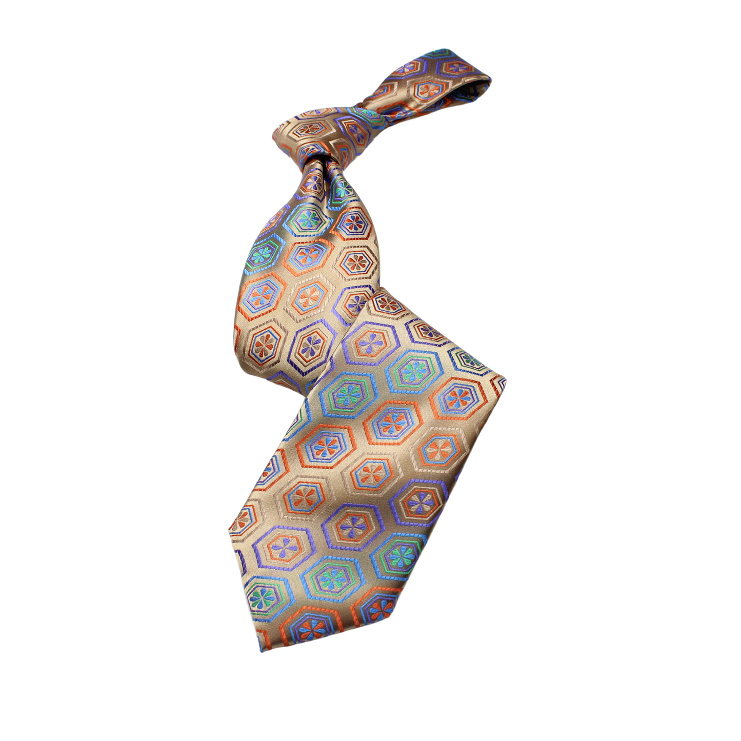 Jabar 6 | Multi-Color Tan Geometric | Necktie