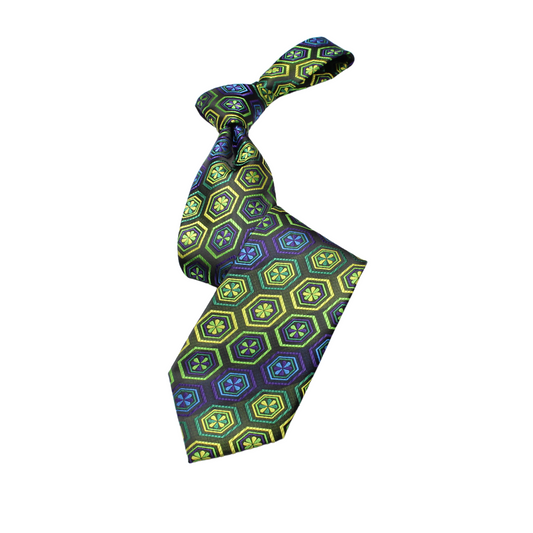 Jabar 7 | Purple & Green Geometric  | Necktie