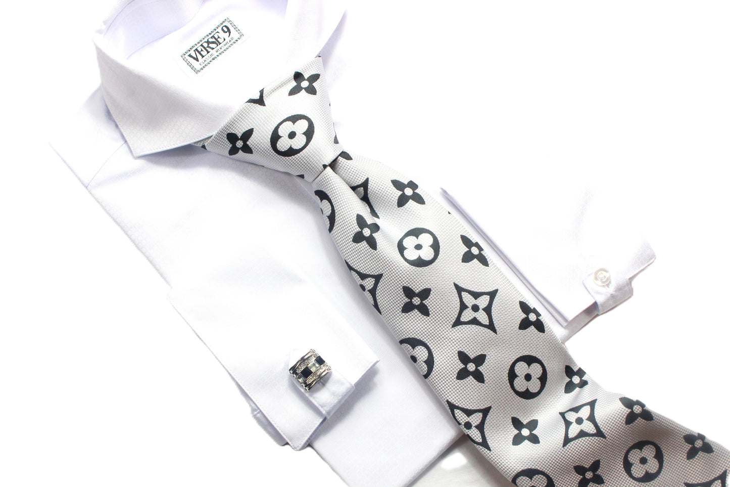 LV 1 | White & Black | Tie & Pocket Square