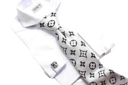 LV 1 | White & Black | Tie & Pocket Square