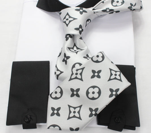 LV 1 | White & Black | Tie & Pocket Square