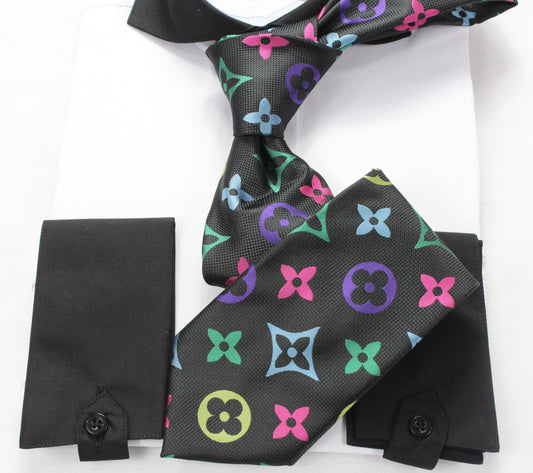 LV 2 | Multi Color Black | Tie & Pocket Square